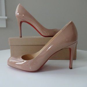 Christian Louboutin Nude Patent Leather Simple 85 Pumps